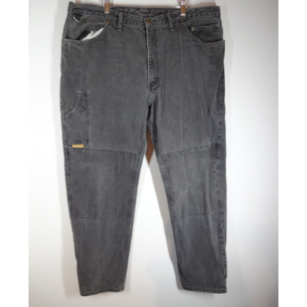 VTG Diamond Gusset Relaxed Straight Aramid Fiber Work Jeans 44x32 Black Utility